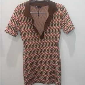 Zara Geometric Pattern Dress woman’s LARGE, brand new
